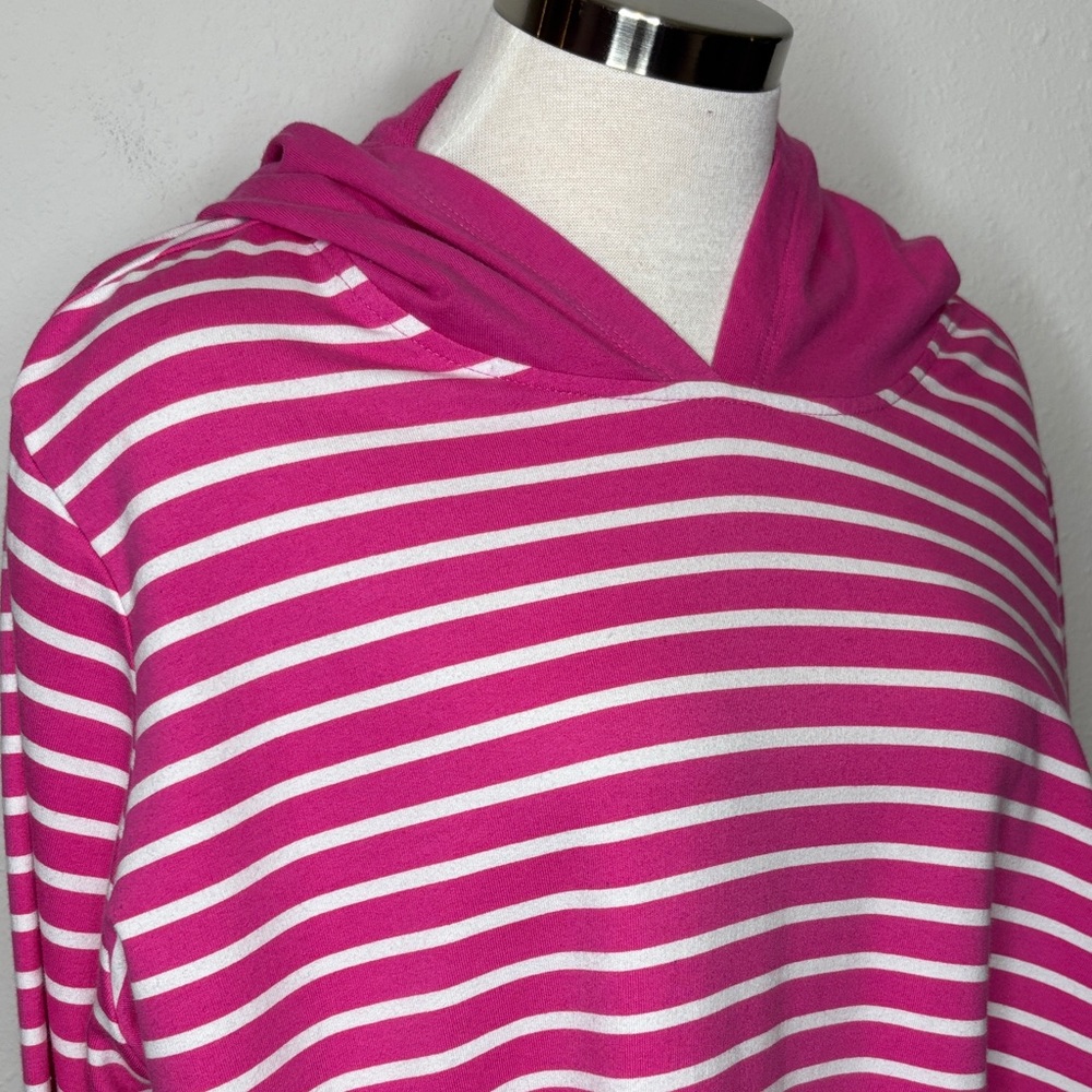 Belle by Kim Gravel size 2X Vibrant Pink and White Striped Hoodie - Picture 3 of 9